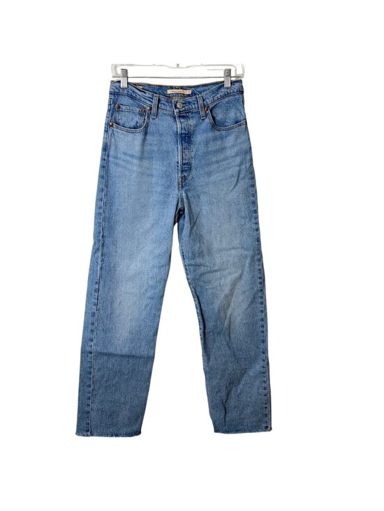 Levi's Denim - Levis Womens Size 29 Rib-Cage Straight Jeans High-Waisted Light Wash Raw Hem
